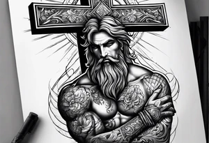 man carrying a cross tattoo idea