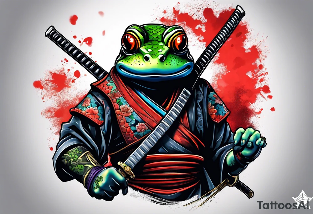 Ninja samurai frog tattoo idea