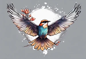 Bird taking off from a branch tattoo idea