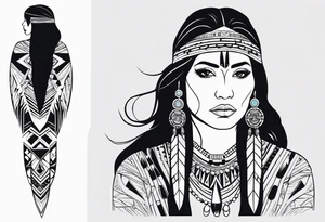 Entire body Native American woman tattoo idea