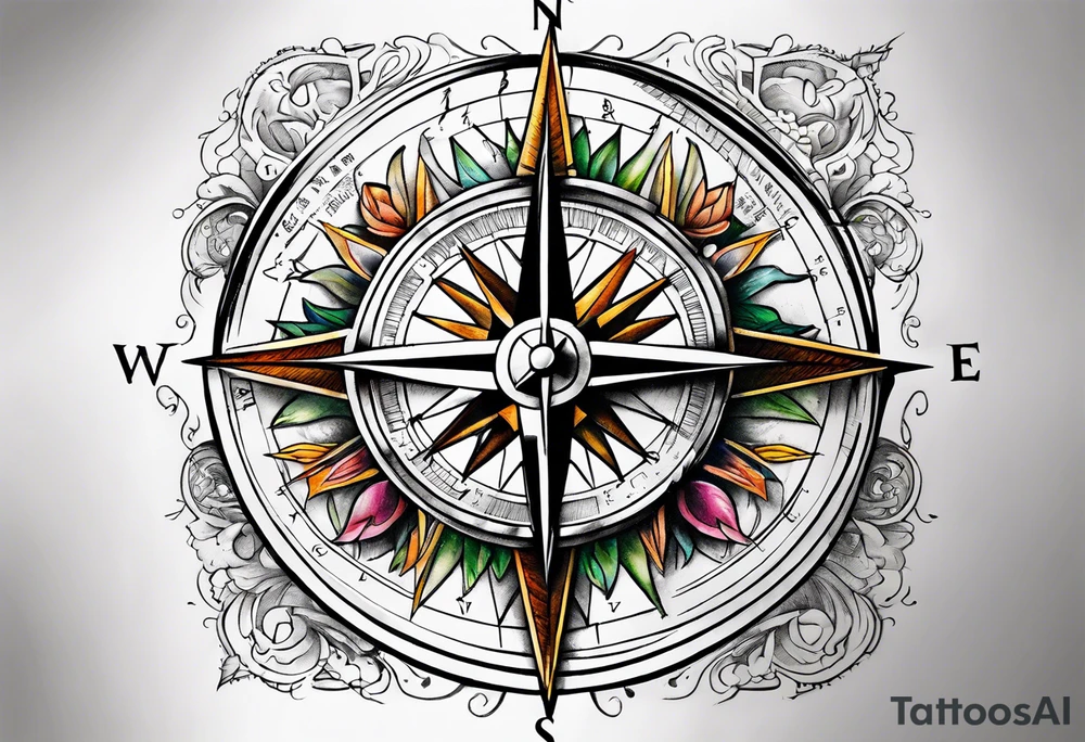 metal compass tattoo idea