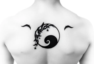 calm in the storm, equanimity, meditative silhouette, yin yang tattoo idea