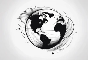 globe map blowing up in one corner tattoo idea