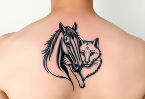Horse and cat bond smaller for behind arm above elbow tattoo idea
