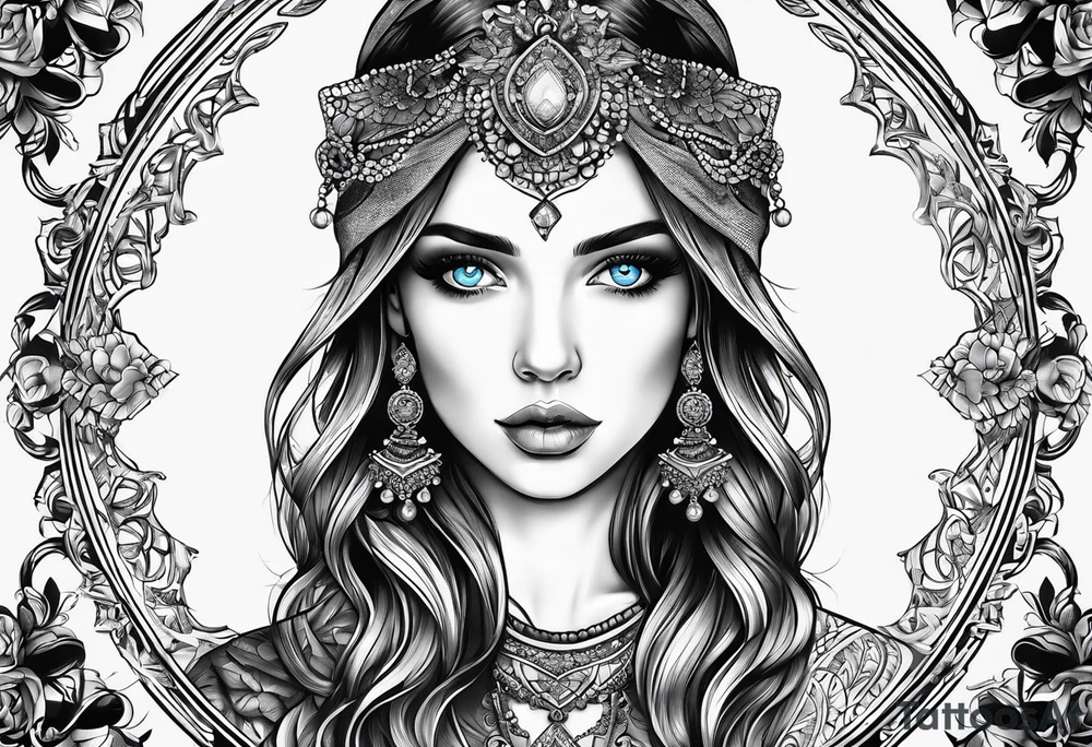 A girl with blue eyes tattoo idea