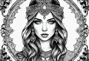 A girl with blue eyes tattoo idea