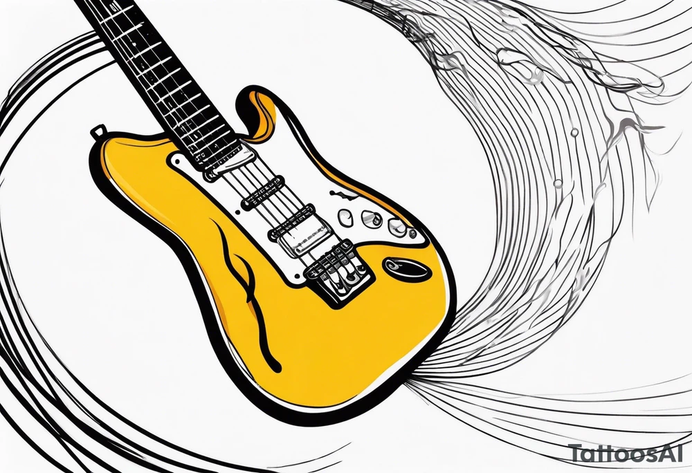 electric guitar with electric wave coming out of cable plug tattoo idea