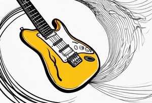 electric guitar with electric wave coming out of cable plug tattoo idea