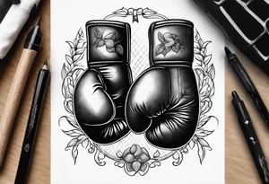 Boxing gloves cancer ribbon tattoo idea