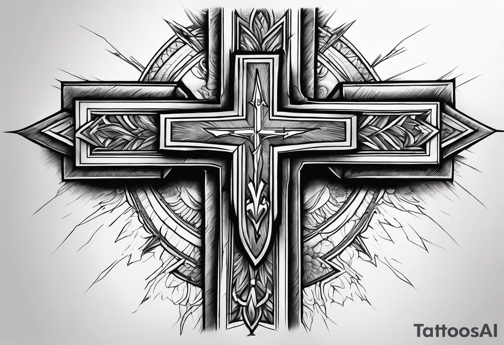 Lightning bolt through a cross tattoo idea