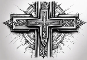 Lightning bolt through a cross tattoo idea