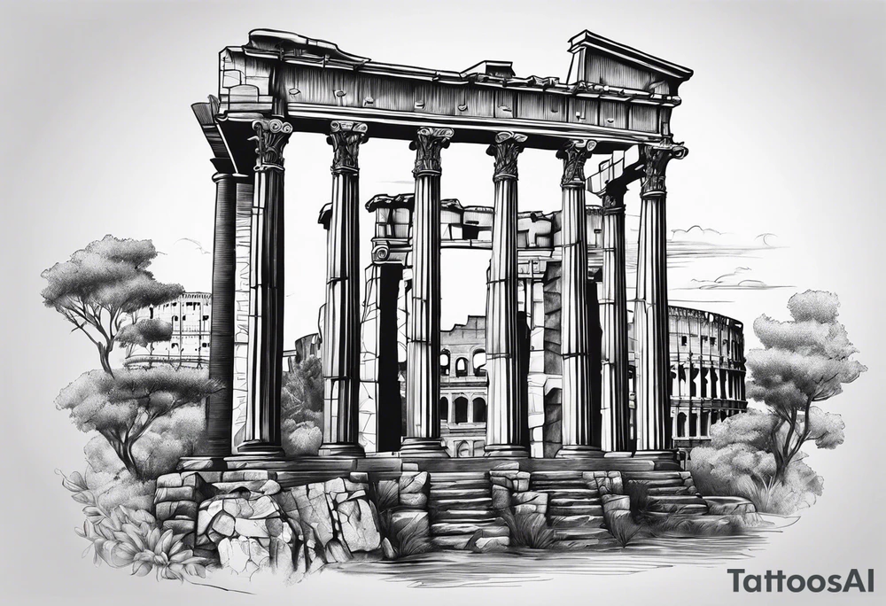 ancient ruins of Rome tattoo idea