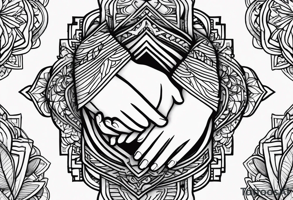 Mom dad family hold hand tattoo idea