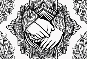 Mom dad family hold hand tattoo idea