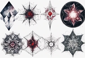 Macabre, abstract, acquarel, pigment, photon,  realistic, blood geometric fractal tattoo idea