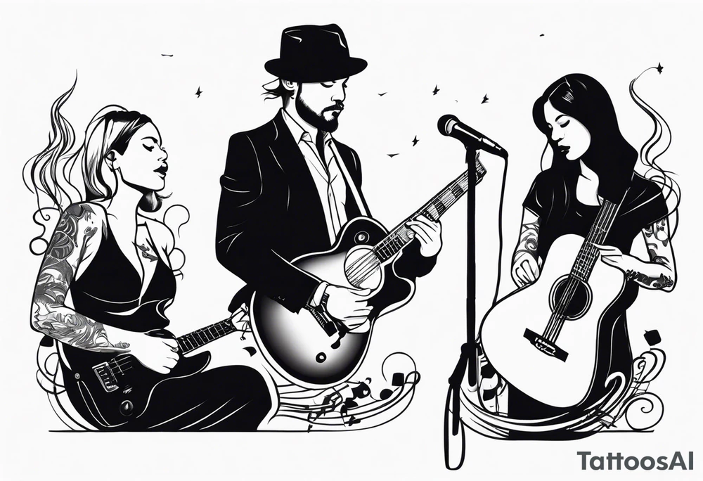 Music with guitar and piano and vocals tattoo idea