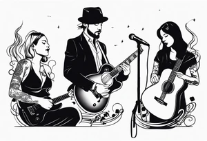Music with guitar and piano and vocals tattoo idea