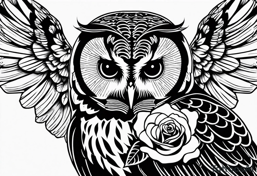 Barred owl and a rose tattoo idea