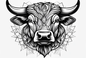 Aggressive bull running tattoo idea