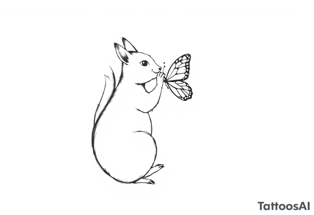 Squirrel kissing butterfly tattoo idea