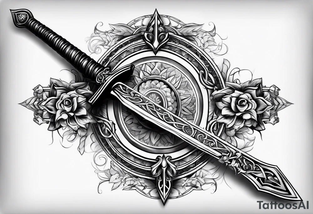 Thin sword downward alone tattoo idea