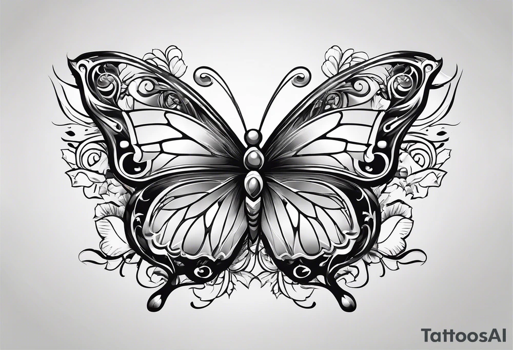 The letters RS with a small butterfly on the S tattoo idea