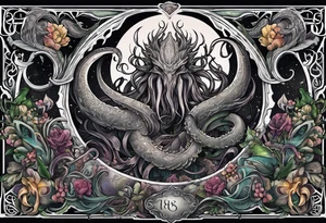 Cthulhu wrap around arm sleeve with other eldritch beasts tattoo idea