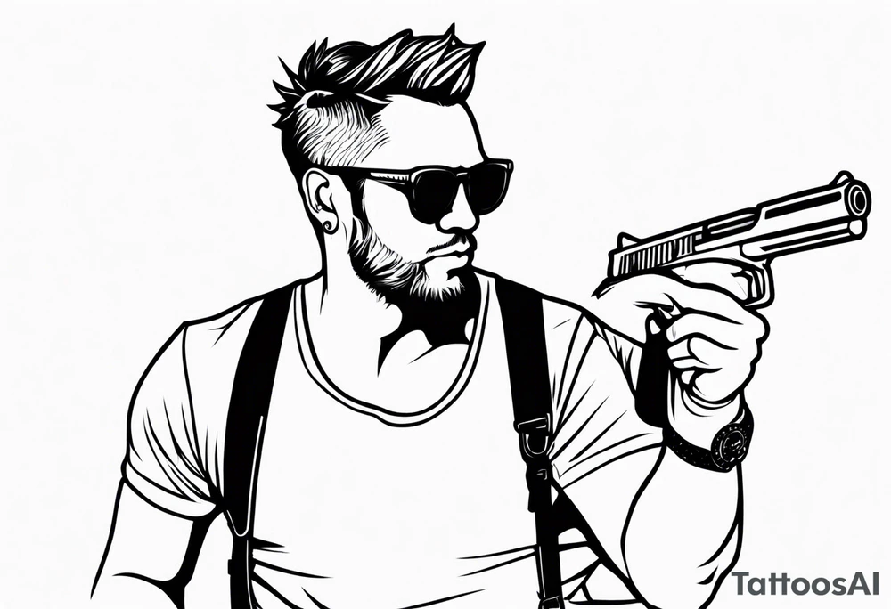 capricorn man with sunglasses and gun tattoo idea