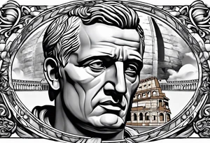 Julius Caesar statue and colosseum tattoo idea