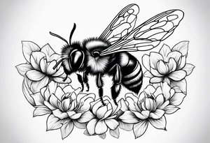 Harlow in cursive with a bumblebee flying off the end of the w tattoo idea