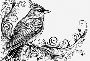 bird swirls tattoo idea