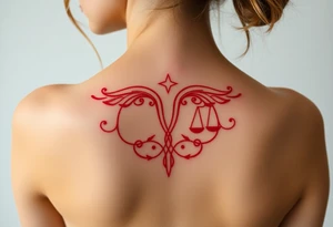 Tattoo that combines the star sign Taurus and Libra ,in red tattoo idea