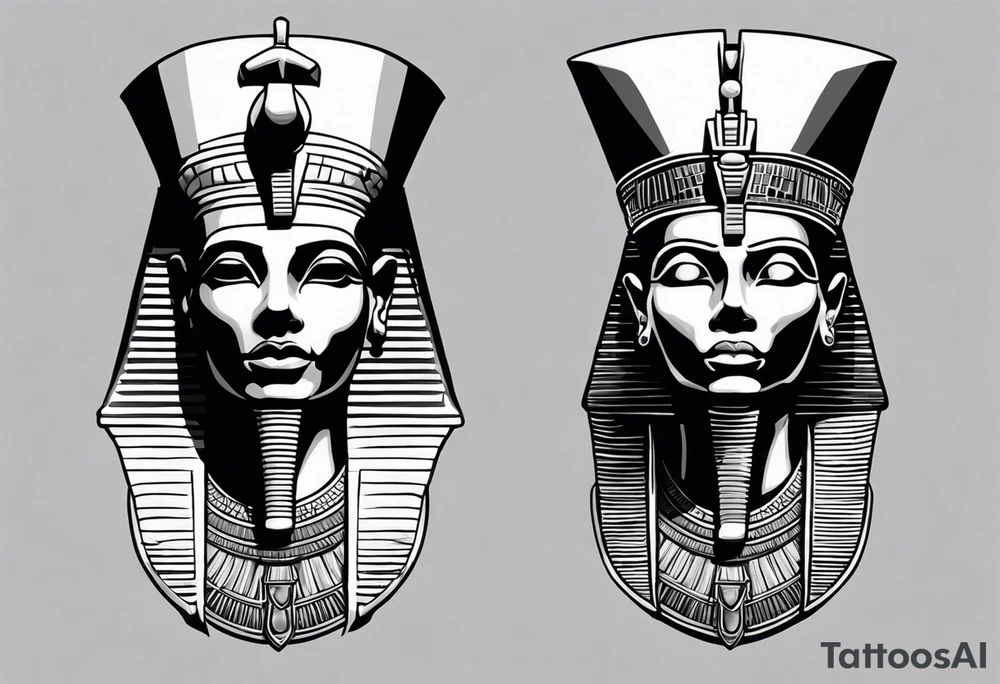 I want a Egyptian pharaoh skeleton in a headress facing the side full realistic detail for a tattoo tattoo idea