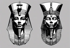 I want a Egyptian pharaoh skeleton in a headress facing the side full realistic detail for a tattoo tattoo idea