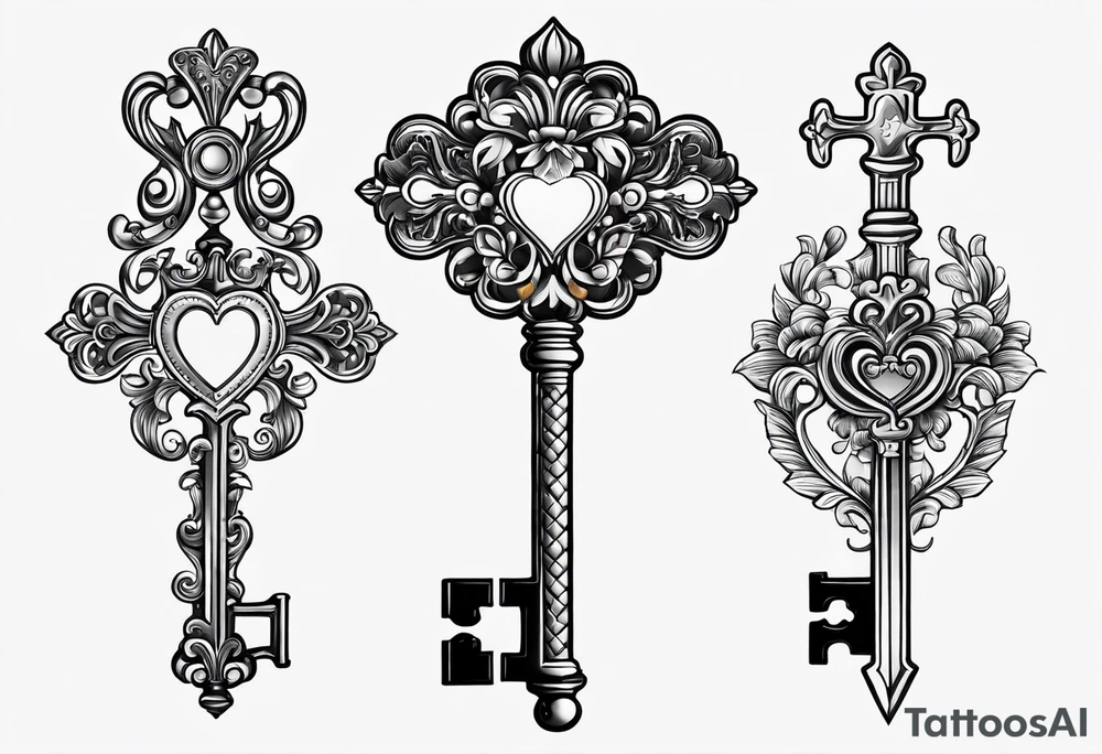 A simple, vintage key symbolizing love tattoo idea