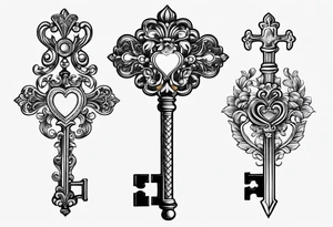A simple, vintage key symbolizing love tattoo idea