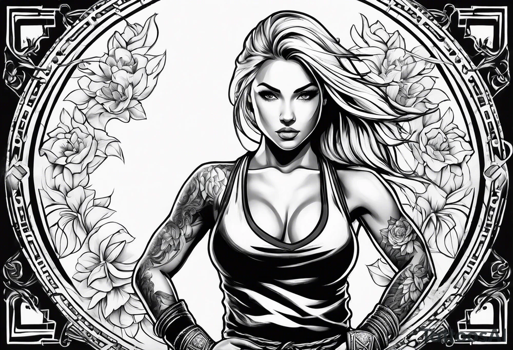 Blonde female martial artist without arm tattoos tattoo idea