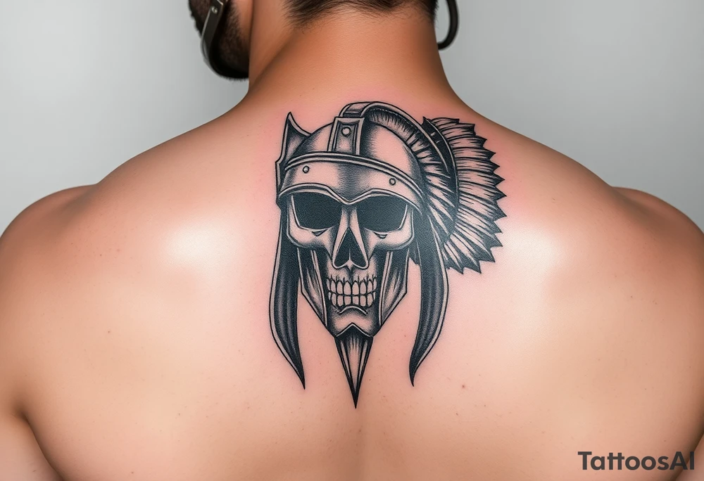 A maximus film inspired piece with a gladiator helmet with a dystopian max max style with a hint of Vegas and a nod of h r ginger style tattoo idea