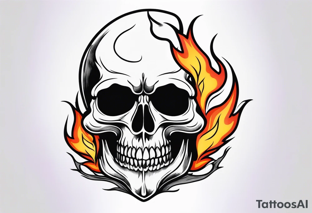 burning skull tattoo idea