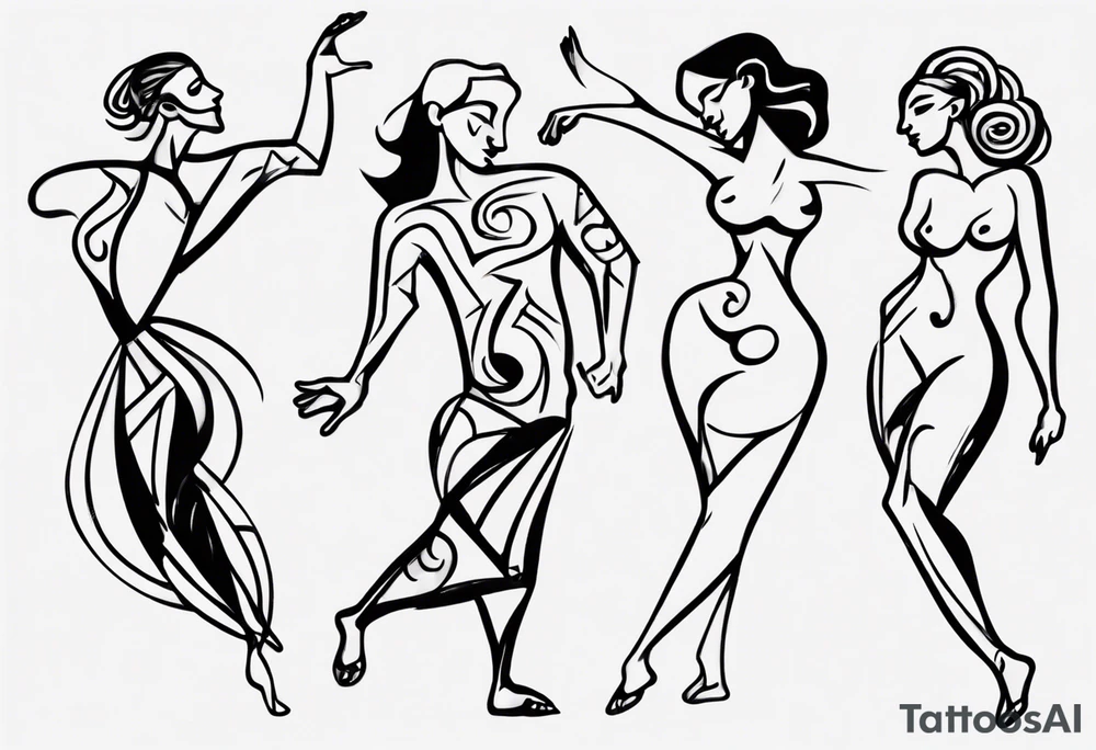 Dancing guy and girl tattoo idea
