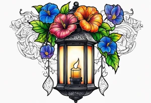 Lantern with Morning Glories tattoo idea