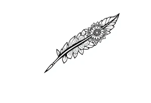 spiritual bold line feather indian mandala shaman tattoo idea