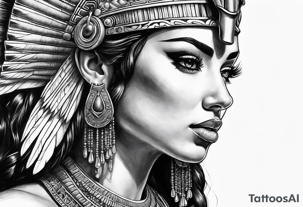 cleopatra with headdress tattoo idea