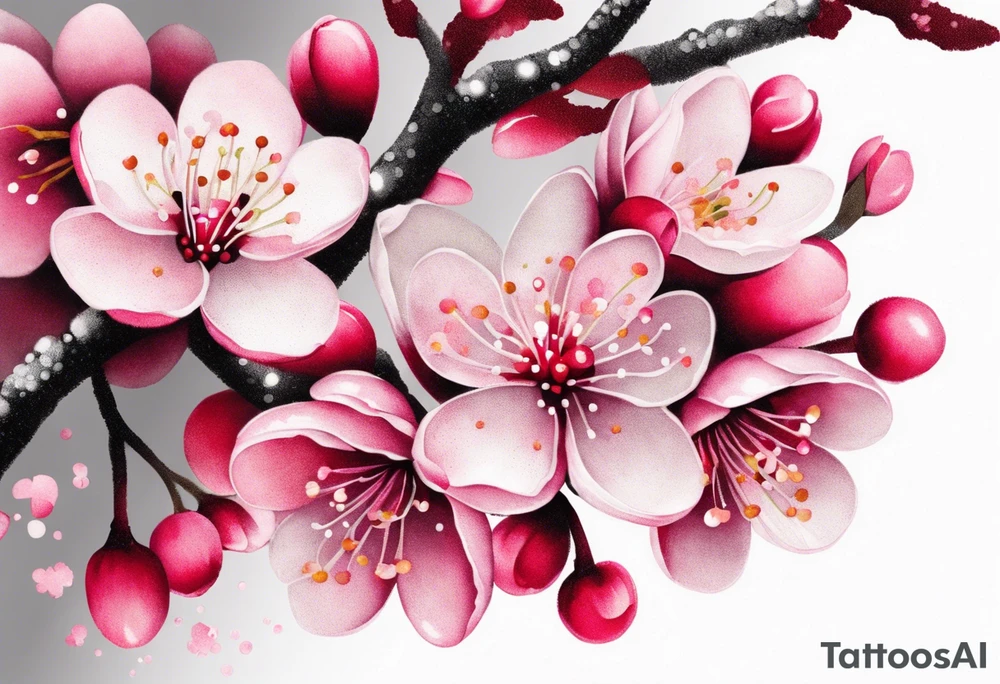 Pink cherry blossoms, lots of color tattoo idea