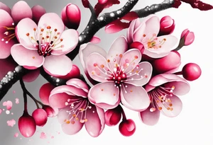 Pink cherry blossoms, lots of color tattoo idea
