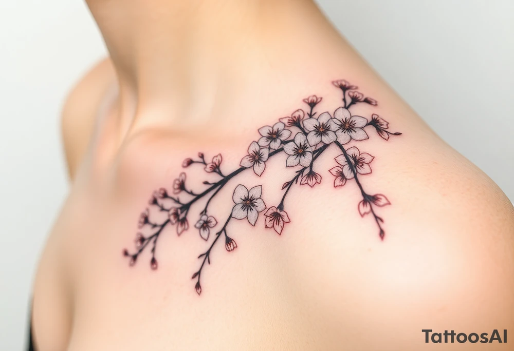 Cherry blossom vining tattoo idea