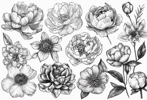 Birth flowers from January, February, September, October and December and peony tattoo idea