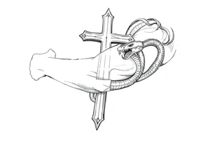 A cross slaying the snake tattoo idea