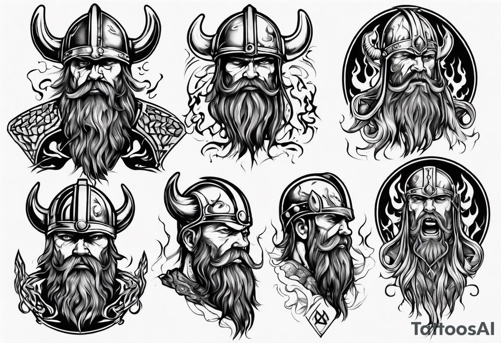 A viking riding face with flames and a motorcycle tattoo idea A viking riding face with flames and a motorcycle tattoo idea