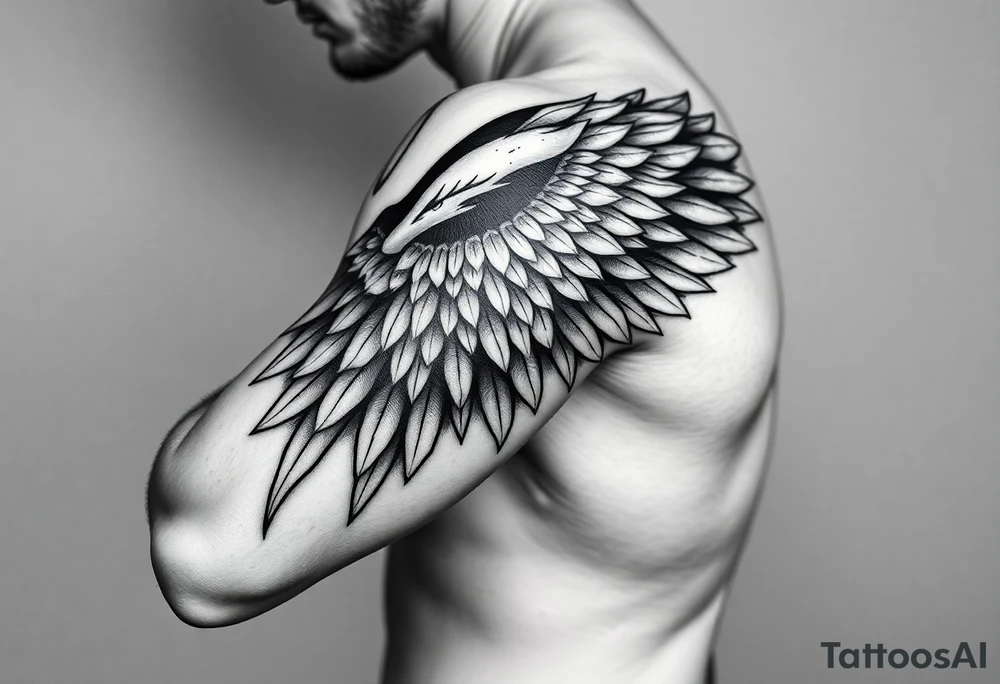 Full Shoulder to elbow wing tattoo idea
